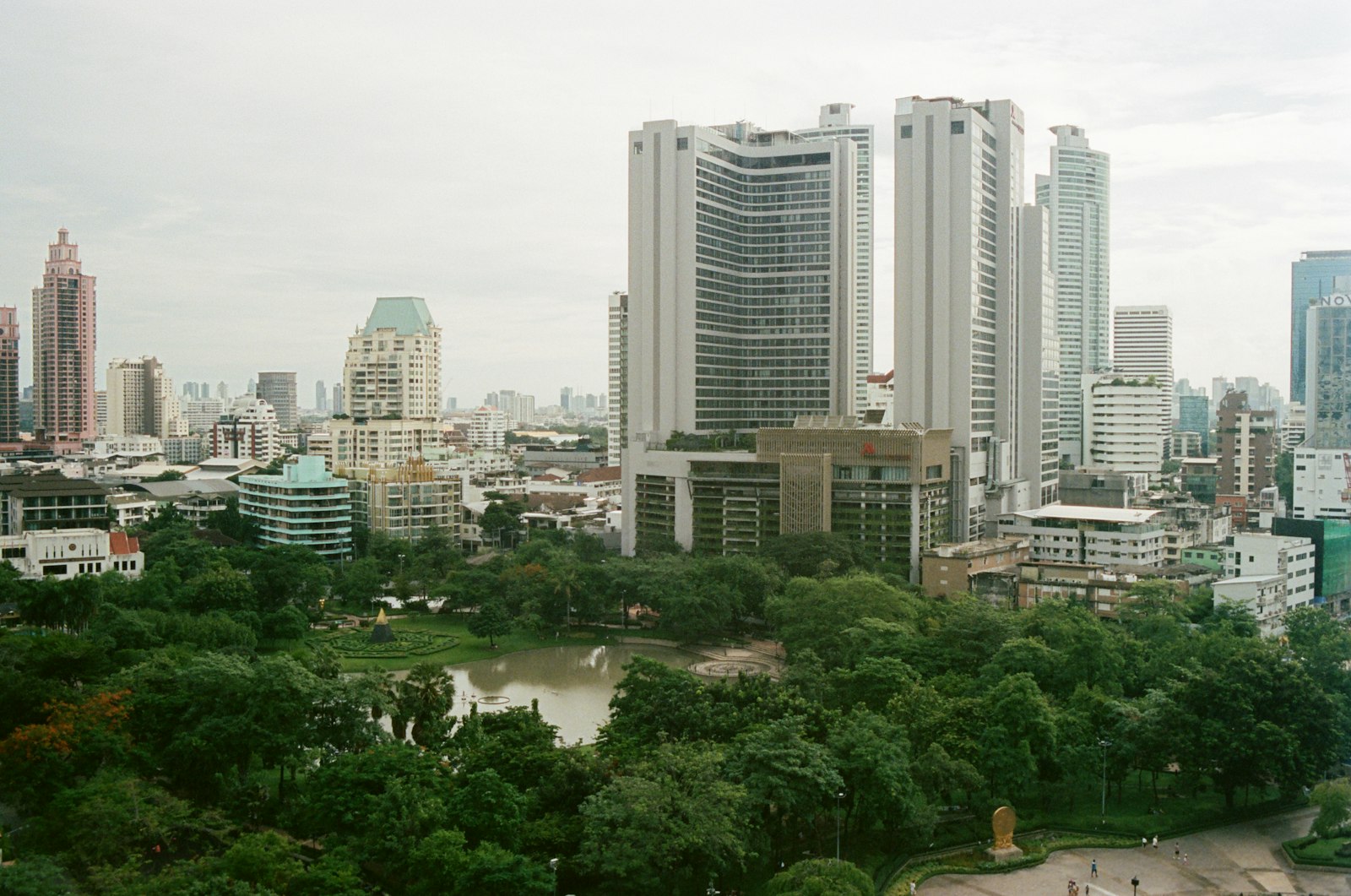 Lumpini Park Bangkok skyline