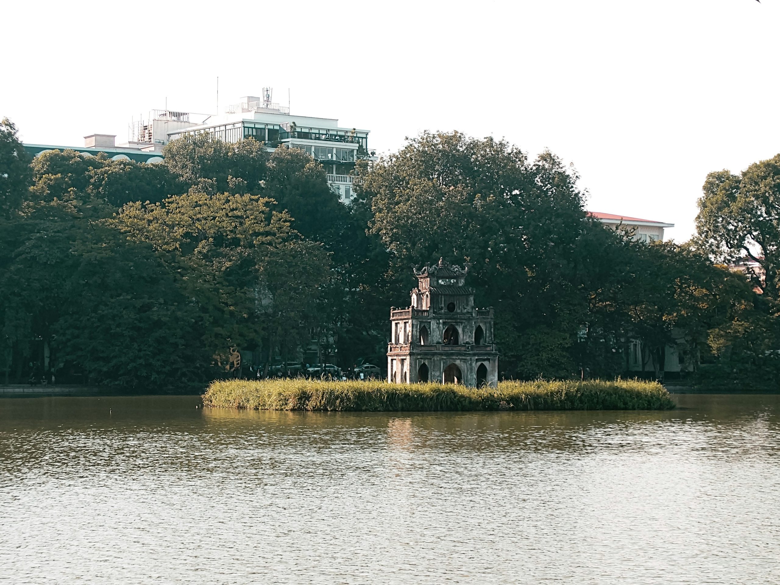 Hoan Kiem Lake in Hanoi with red bridge