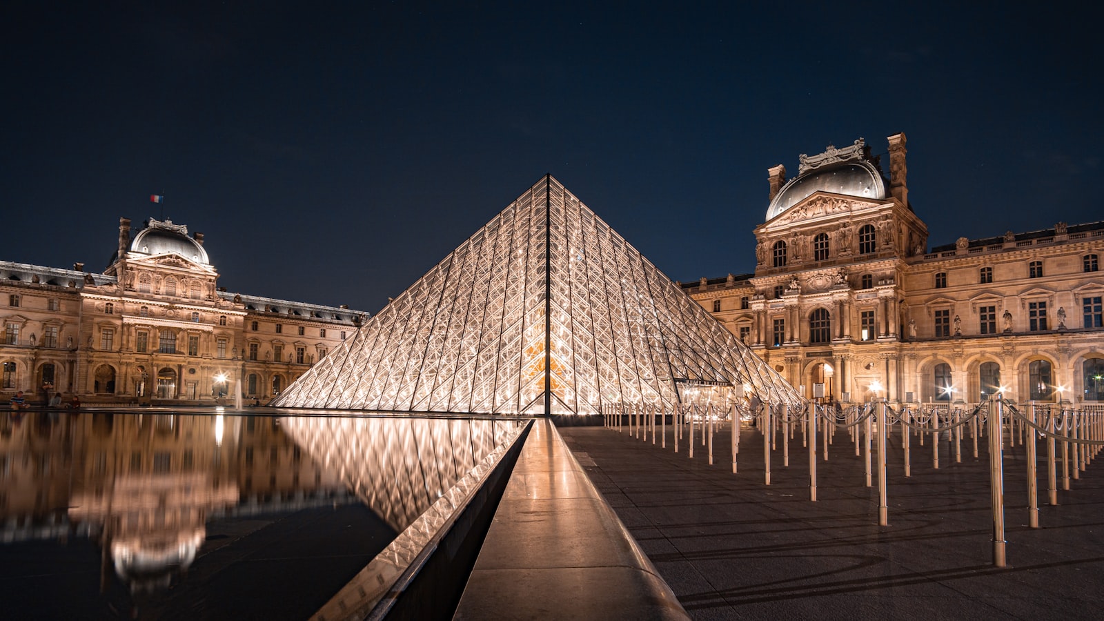 Louvre Museum glass pyramid in Paris
